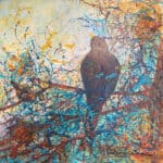 maleri i av abstrakte fugl som sitter i et tre