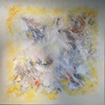 abstrakt maleri med gule detaljer